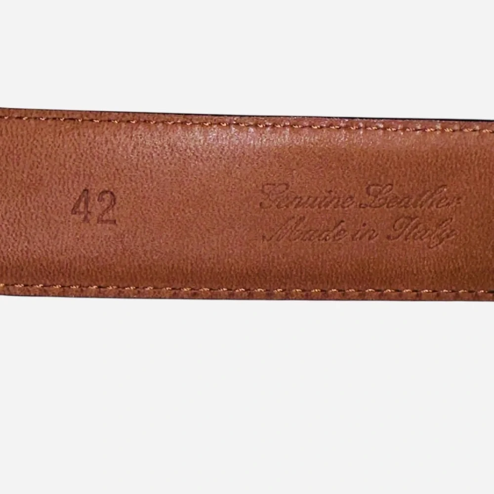 Brooks Brothers Black Leather Dress Belt 42” Italy Smooth Gold Buckle